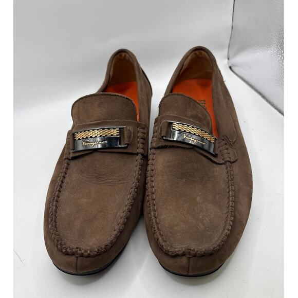 Salvatore Ferragamo Suede Loafer Driving Shoes Mens Size 41 Brown Slip On main image 5